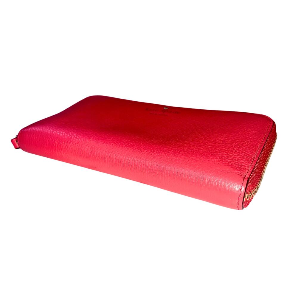 Kate Spade Deep Pink Cobble Hill Pebbled Leather Zip Around Wallet EUC - Picture 6 of 6